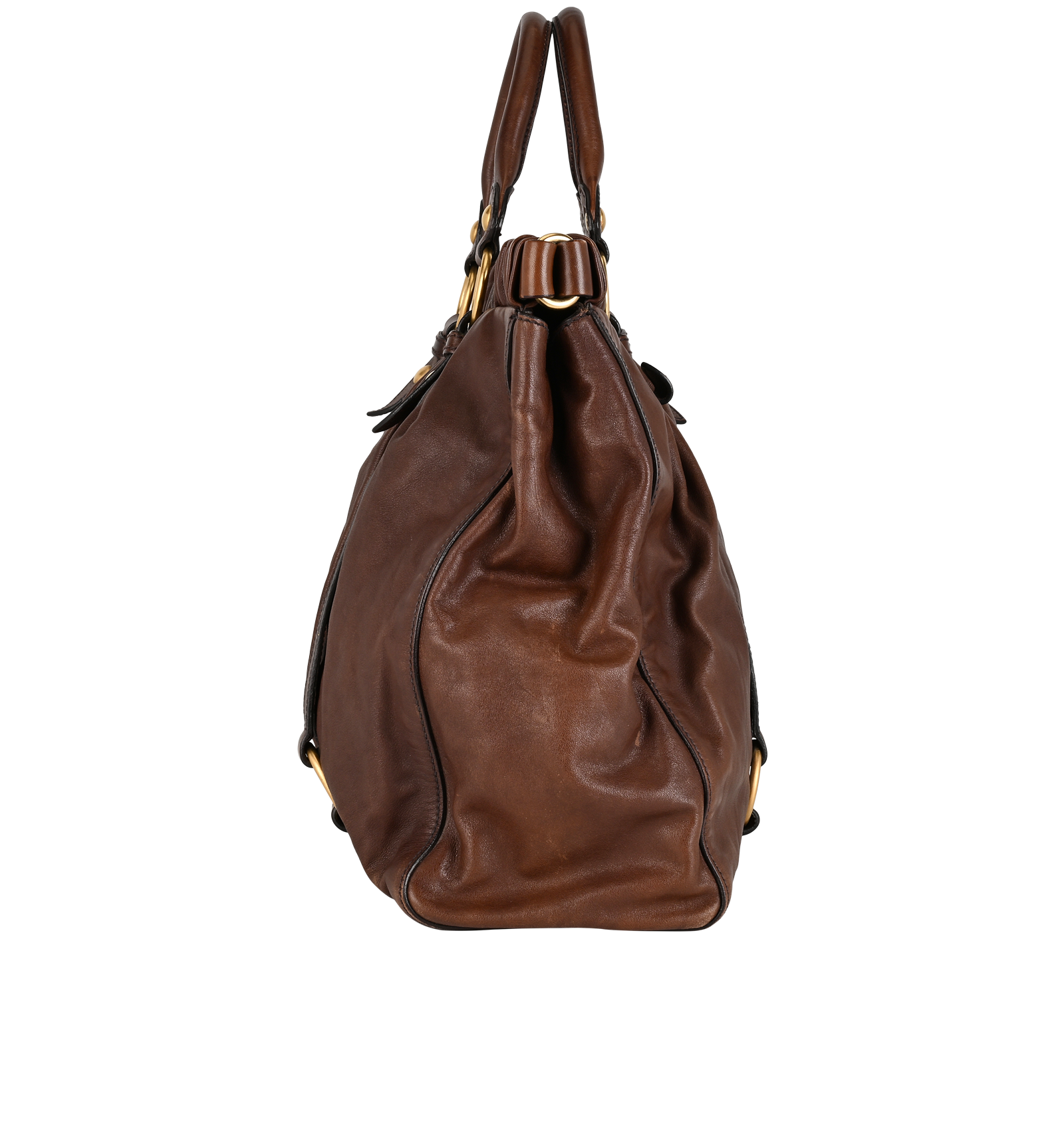 Gathered Tote, &pound;390, Handbags, Brown, Leather, Bottom view